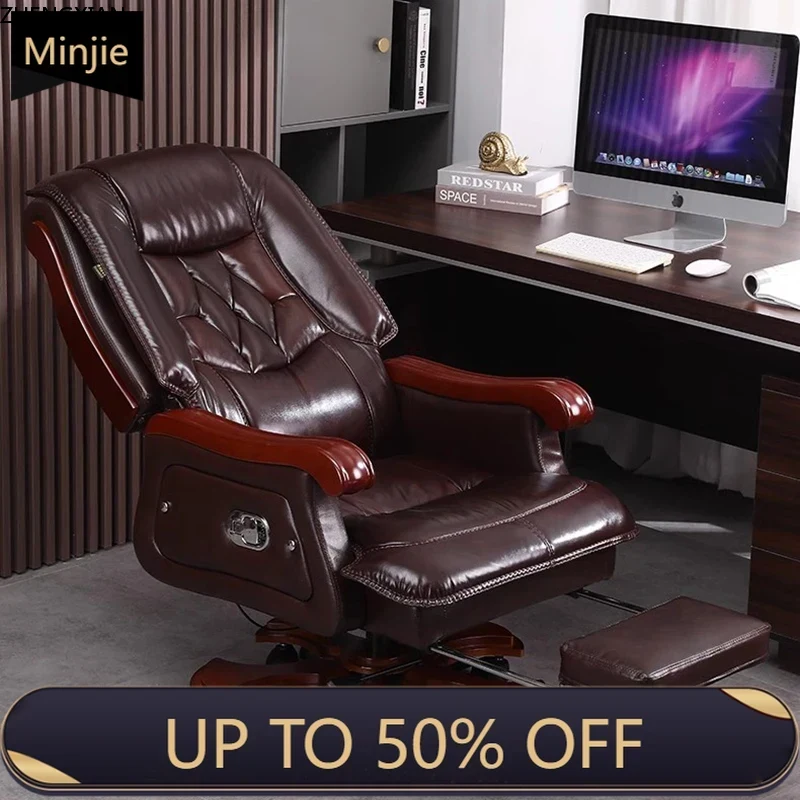 Office Furniture First - 本革製、牛革（第一層）、大型、ビジネス用、リクライニング機能付き、オフィスチェア、無垢材、マッサージ機能付き、デスクチェア、ラウンジ家具