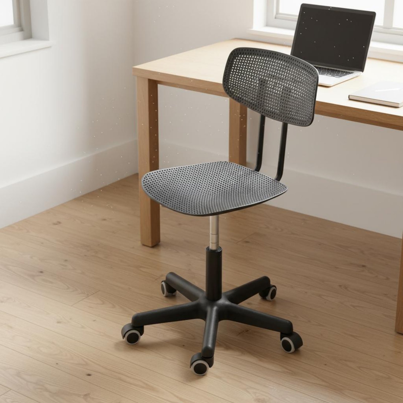 Office Furniture Desk - 調節可能なローリングデスクチェア、通気性のあるデザイン、回転式チェア、省スペース、防水、ティーン向け