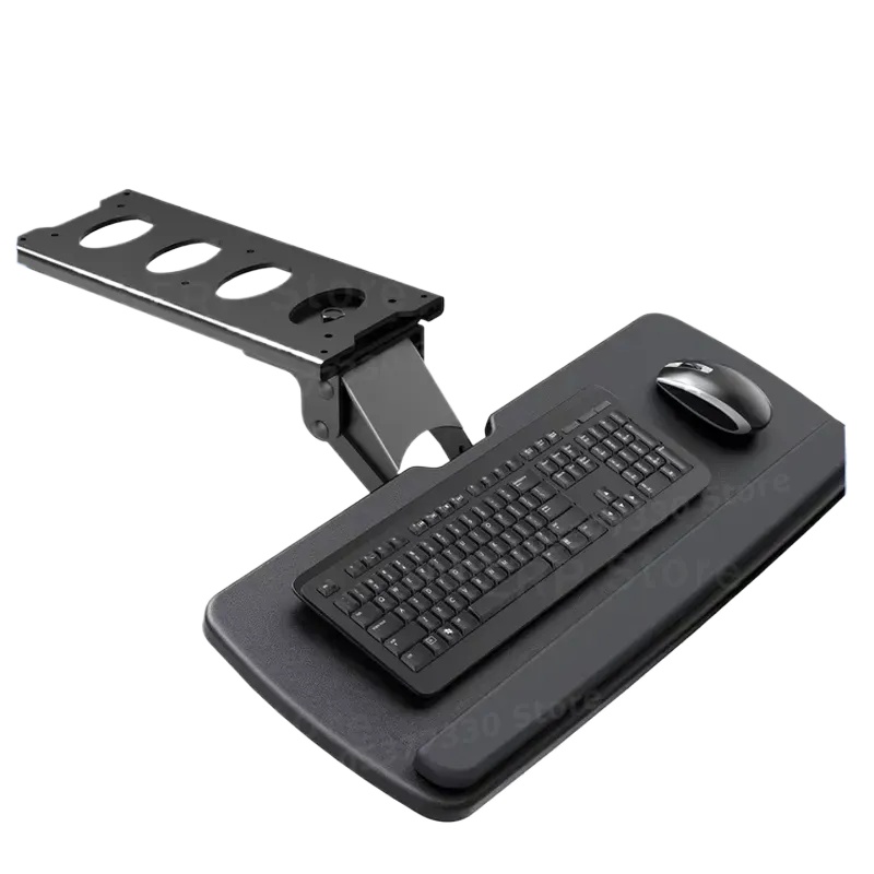 Keyboard Drawer Under - デスク下キーボードトレイ クリップオン式スライド引き出し コンピューターオフィス用 人間工学に基づいたマウスパッドホルダー 省スペース調整可能マウント