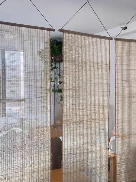 Partition Screen Divider - ノーパンチングティールームスクリーンパーティション装飾カーテンアンティークスタイルドアカーテン通気性断熱カーテン
