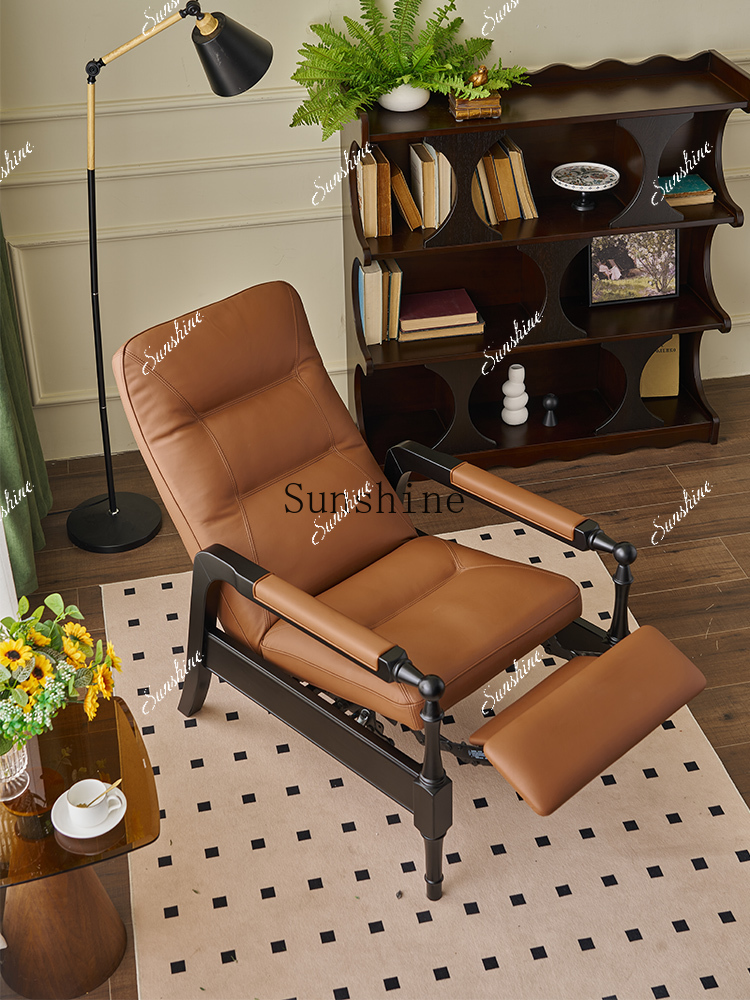 Office Furniture First - 無垢材オフィス多機能ソファ/第一層牛革折りたたみリクライニングチェア昼休み家具FT
