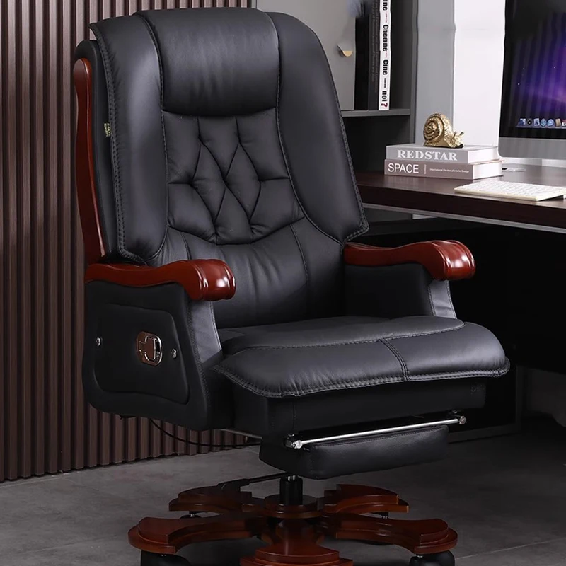 Office Furniture First - 工場直販 2026 レザーチェア 一層目牛革製 大型ビジネスリクライニングオフィスチェア 無垢材マッサージチェア