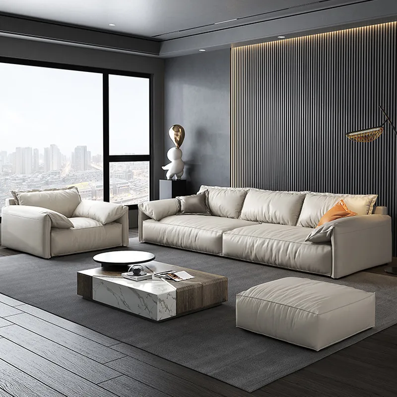 革製オフィスソファ第一層牛革モダンライトラグジュアリーレセプ - Office Furniture First のレビューと価格