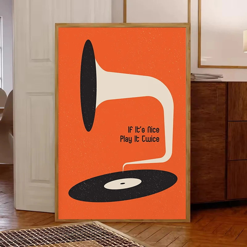 ミッドセンチュリービニールレコードキャンバスウォールアートプ - Office Furniture And Design のレビューと価格