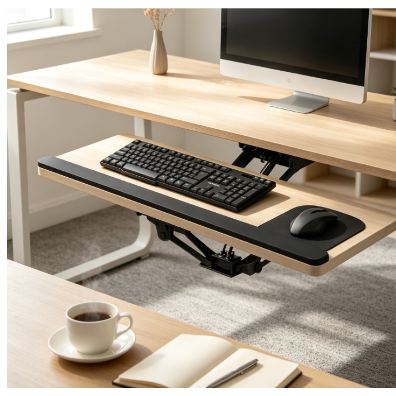 デスク下スライド式キーボードトレイ、マウスパッド付き、人間工 - Keyboard Drawer Under のレビューと価格