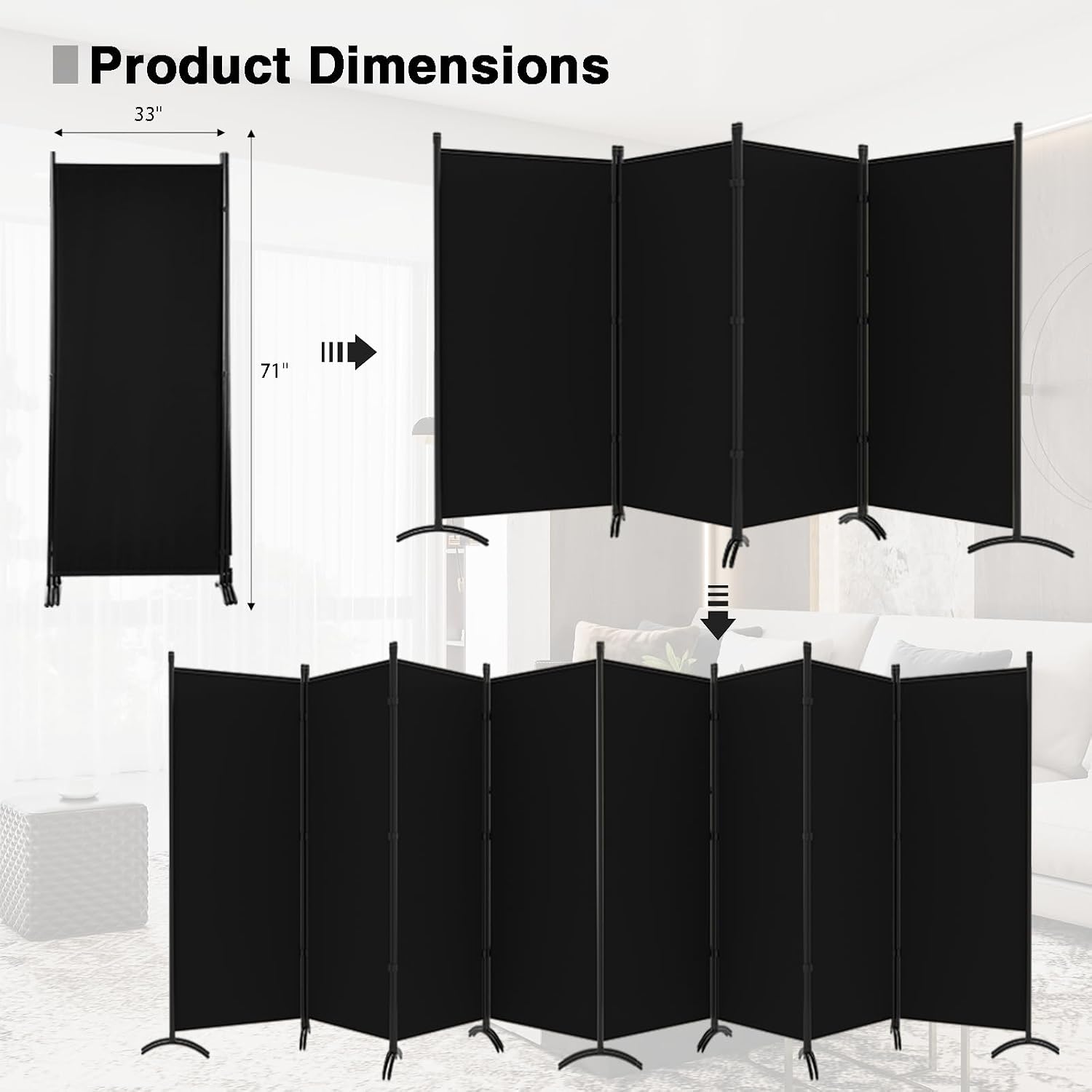 ルームディバイダー-折りたたみ式プライバシースクリーン、6フ - Partition Screen Divider のレビューと価格