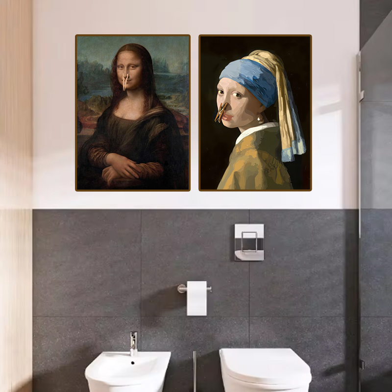1ピース 面白い抽象的なバスルームトイレの家の装飾、額縁なし - Office Furniture And Design のレビューと価格