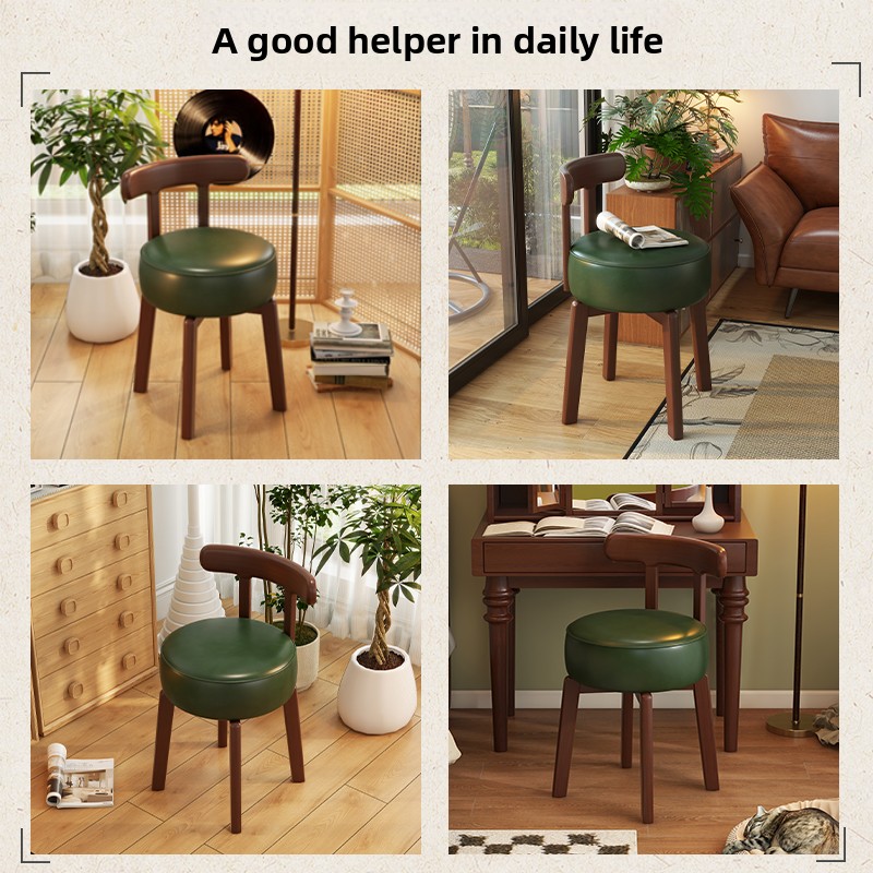 無垢材回転式ドレッシングチェア、革製クッション、寝室用ドレッ - Office Furniture Desk のレビューと価格