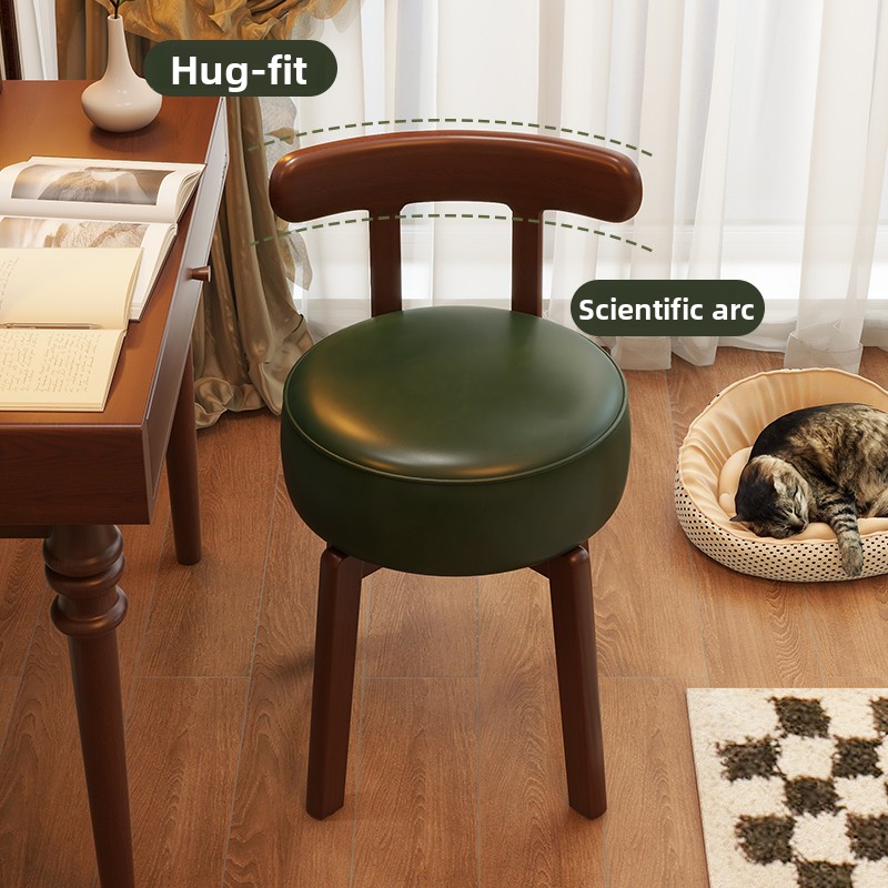 無垢材回転式ドレッシングチェア、革製クッション、寝室用ドレッ - Office Furniture Desk のレビューと価格
